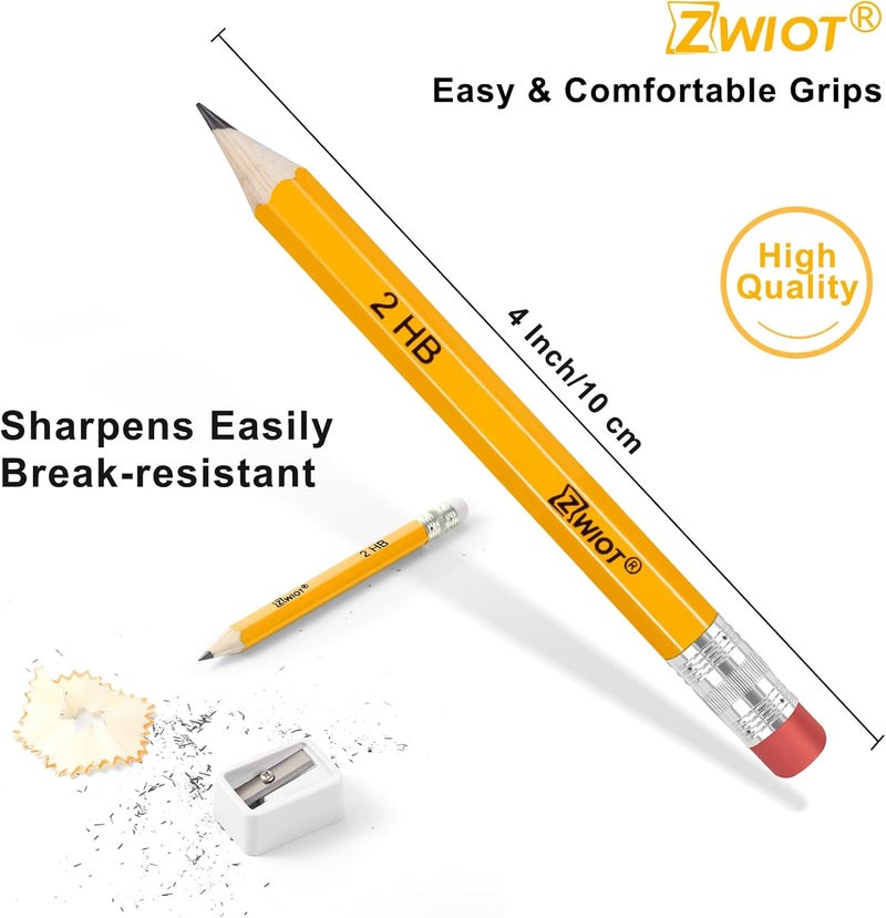 ZWIOT ZWlOT Golf Pencils with Eraser, #2 HB Half,4" Mini,Pre-Sharpened,120/200/320 Count Pencils Wood Cased Short for Classroom, Office, School, Wedding and Party Game - Image 2